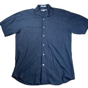 Perry Ellis Short Sleeve Button Up Shirt Mens Medium‎ Collar Plaid Casual